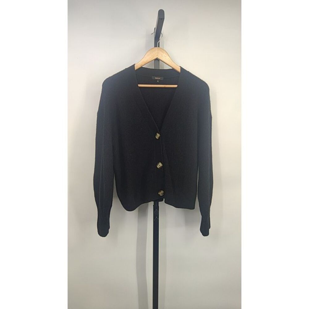 Quince Black V-Neck Button Cardigan Sweater